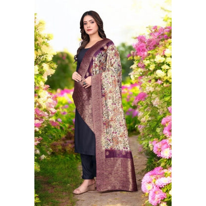 Women's chanderi silk  Printed Shawl (Magenta, Length: 2 Mtr)