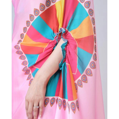 Women's Soft Crepe Silk Printed Ready To Wear Saree With Unstitched Blouse 5.5Mtr (Pink)