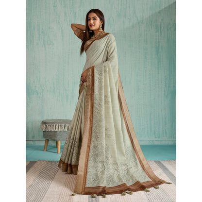 Women's Silk Blend Printed Saree With Unstitched Blouse 5.5Mtr (Green)