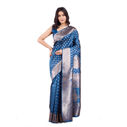 Women's Banarasi Silk Printed Saree With Unstitched Blouse 5.5Mtr (Pinch)