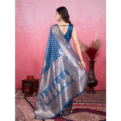 Women's Banarasi Silk Printed Saree With Unstitched Blouse 5.5Mtr (Pinch)