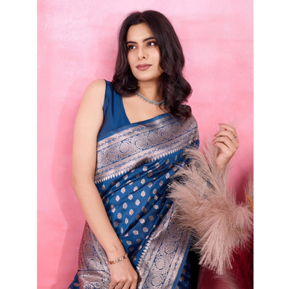 Women's Banarasi Silk Printed Saree With Unstitched Blouse 5.5Mtr (Pinch)