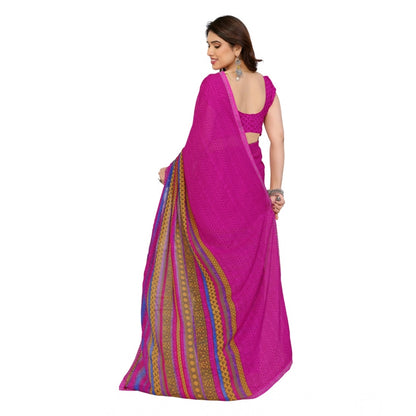 Women's Georgette Printed Saree With Unstitched Blouse 5.5Mtr (Pink)
