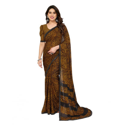 Women's Georgette Printed Saree With Unstitched Blouse 5.5Mtr (Multicolor)