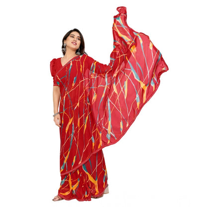 Women's Georgette Printed Saree With Unstitched Blouse 5.5Mtr (Red)