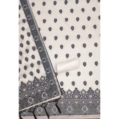 Women's Banarasi Silk Printed Unstitched Salwar Suit Material With Dupatta (Black, 3Mtrs)