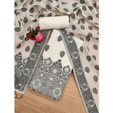 Women's Banarasi Silk Printed Unstitched Salwar Suit Material With Dupatta (Black, 3Mtrs)