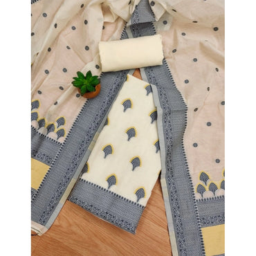 Women's Banarasi Silk Printed Unstitched Salwar Suit Material With Dupatta (Grey, 3Mtrs)