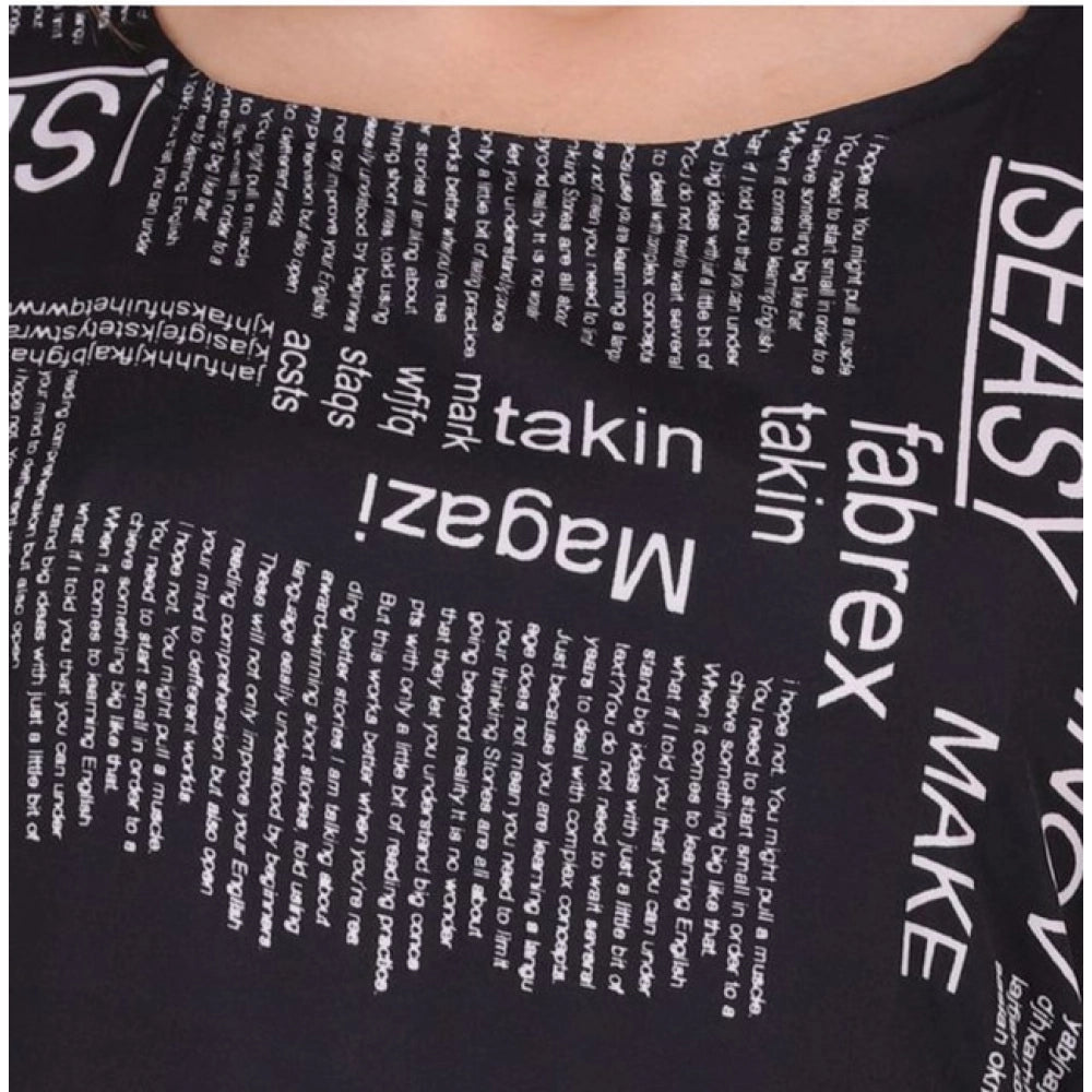 Women's Casual Crepe Sleeveless Slit Dress (Black)