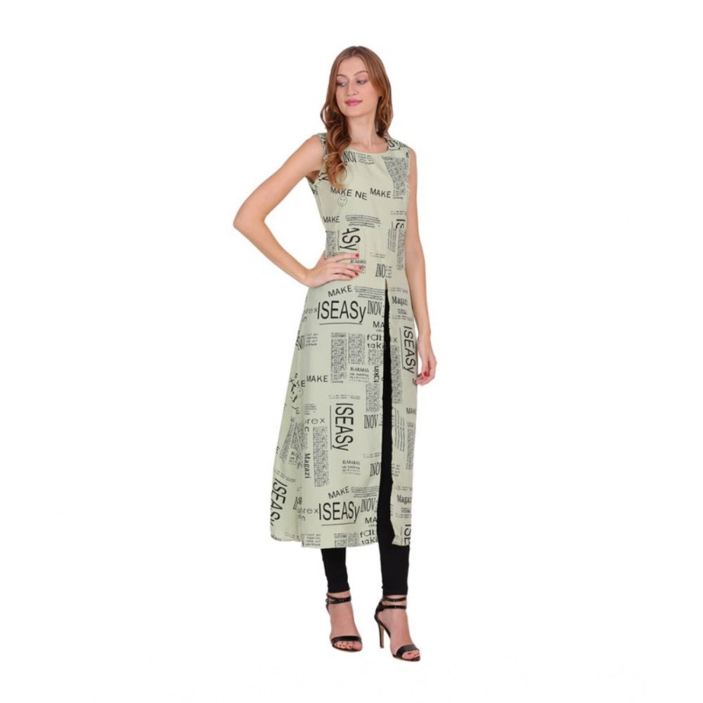 Women's Casual Crepe Sleeveless Slit Dress (Light Green)