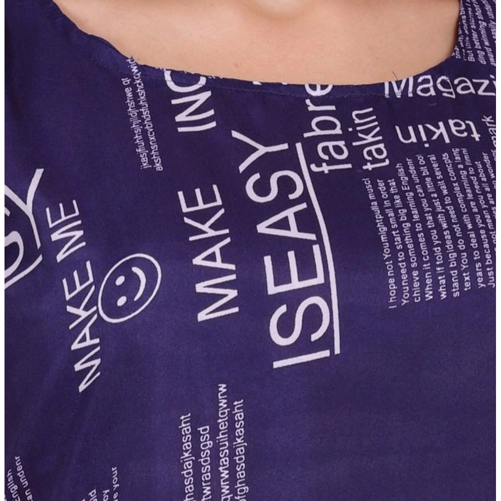 Women's Casual Crepe Sleeveless Slit Dress (Navy Blue)