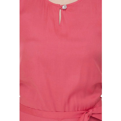 Women's Casual Crepe Sleeveless Jump Suit (Pink)