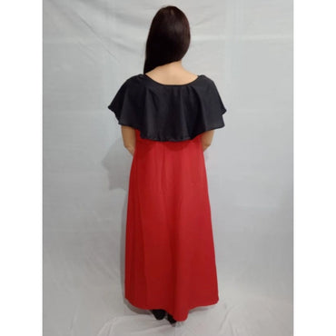 Women's Casual Crepe Cape Sleeve Dress (Black)