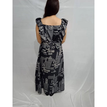 Women's Casual Crepe Sleeveless Dress (Black)