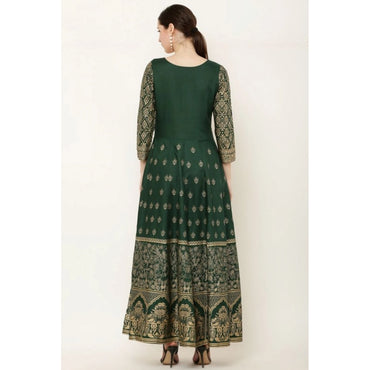 Women's Casual Rayon 3-4th Sleeves Anarkali Kurti (Green)