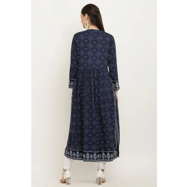 Women's Casual Rayon Full sleeve Kurti (Blue)