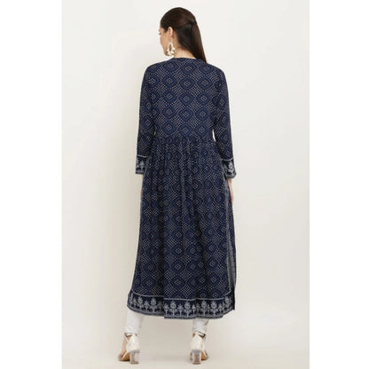 Women's Casual Rayon Full sleeve Kurti (Blue)