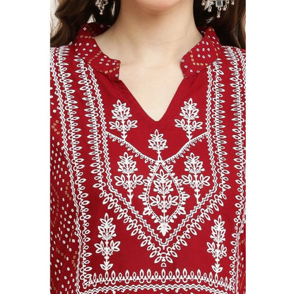 Women's Casual Rayon Full sleeve Kurti (Maroon)