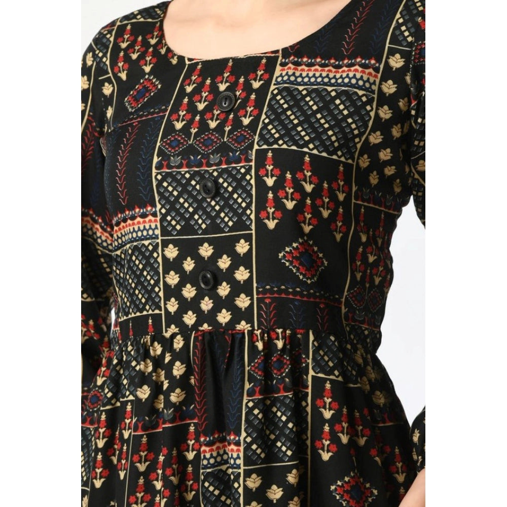 Women's Casual Crepe 3-4th Sleeves Cord Set (Black)