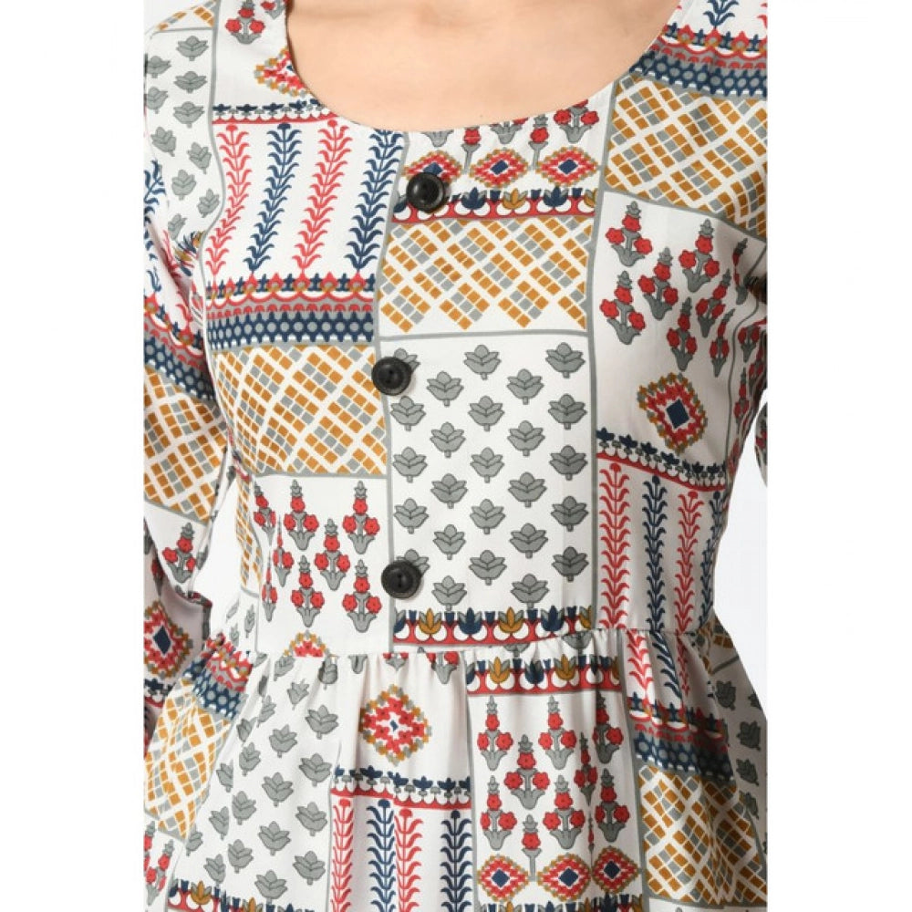 Women's Casual Crepe 3-4th Sleeves Cord Set (White)