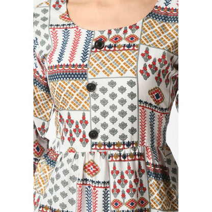 Women's Casual Crepe 3-4th Sleeves Cord Set (White)