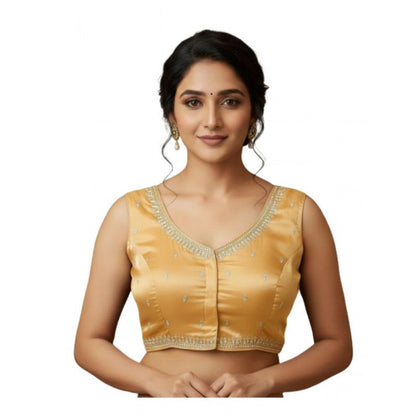 Women's Zimmi Choo Sequin Work V-Neck Padded Blouse (Beige 38 Ready (Self Alterable 36–40)