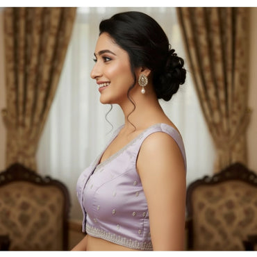 Women's Zimmi Choo Sequin Work V-Neck Padded Blouse (Lavender 38 Ready (Self Alterable 36–40)