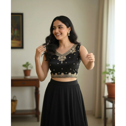 Women's Zimmi Choo Embroidered V-Neck Padded Blouse (Black 38 Ready (Self Alterable 36–40)